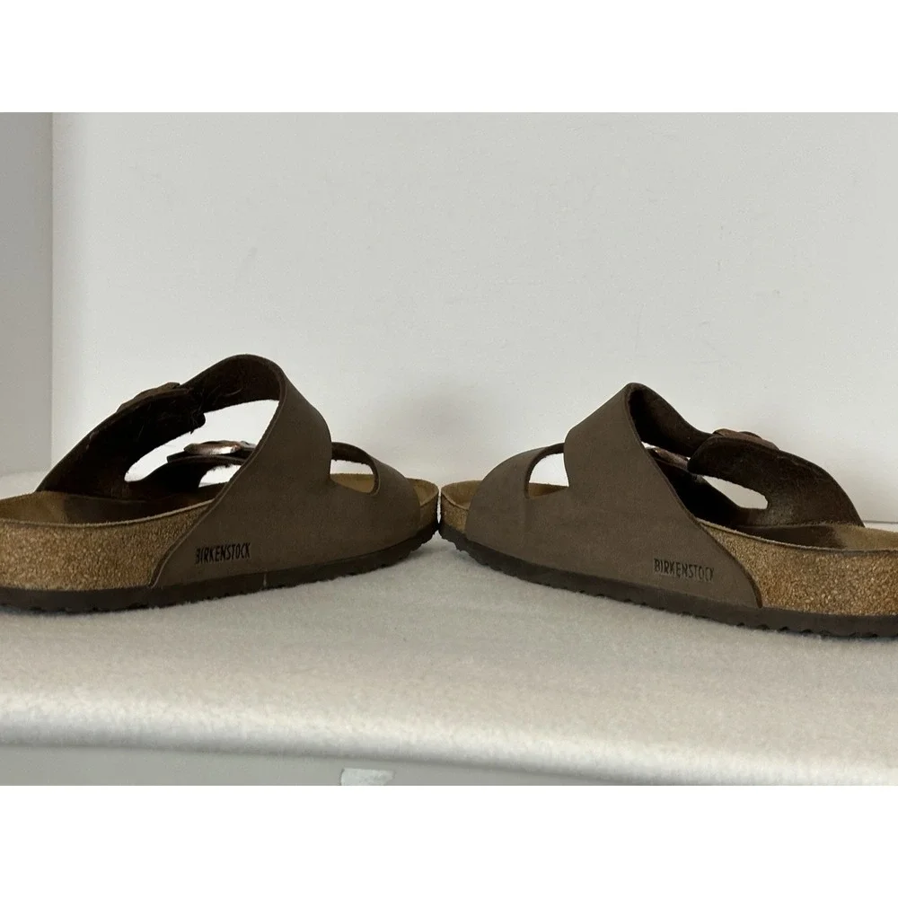 BIRKENSTOCK Arizona Birko-Flor Birkibuc Mocha Vegan Leather Sandals Men sz.13/46